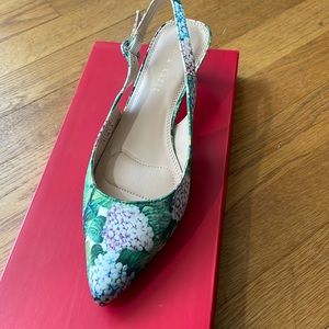 Kelly and Katie Hilary floral slingback shoes.